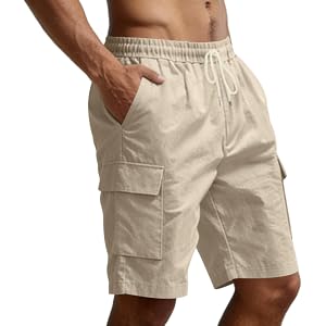 Men's Elastic Waist Cargo Shorts Relaxed Fit Lightweight Quick Dry Outdoor Shorts Work with Side Cargo Pockets
