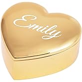 Personalized Metal Jewelry Keepsake Box Custom Name Initials - Customized Heart Shaped Jewelry Gift Box for Daughter Mom Sister Friend, for Graduation Mothers Day Birthday Wedding Christmas