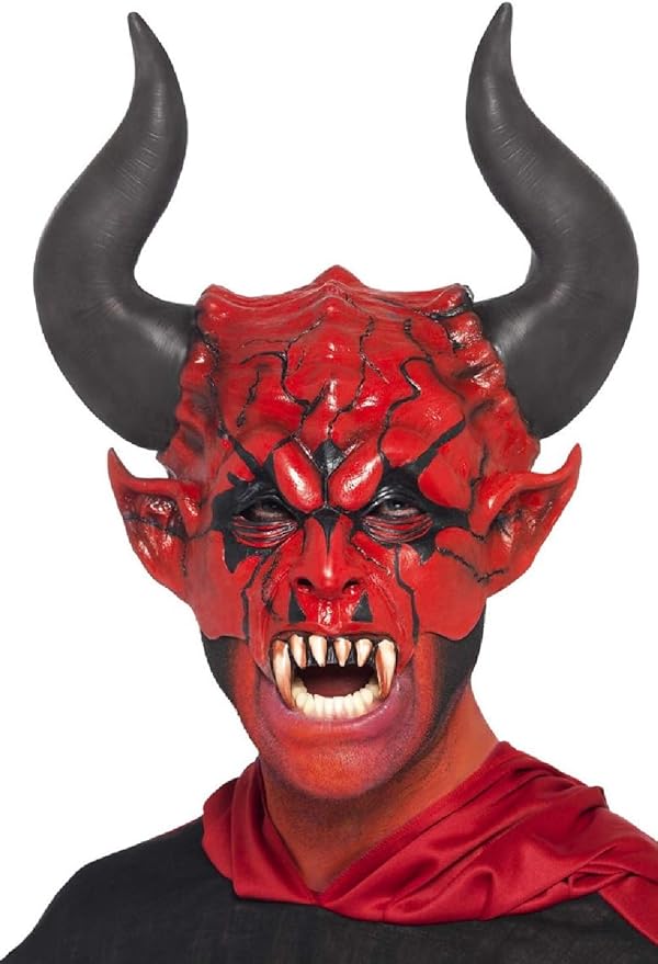 Mens Devil Lord Satan Hell Lucifer Horror Latex Mask