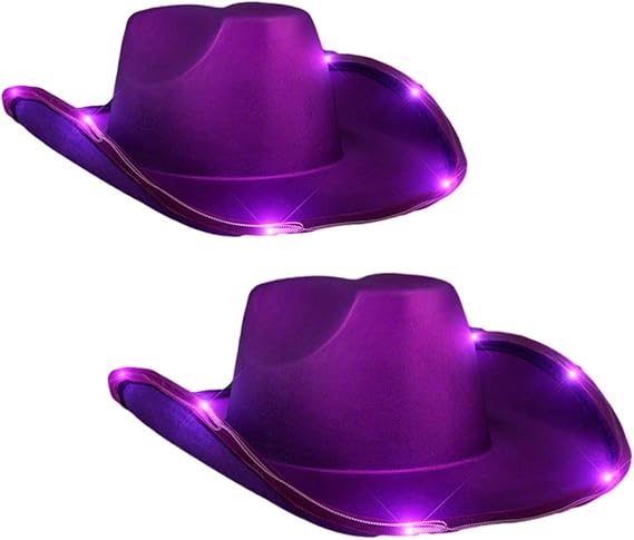 Two Pack Light Up Shiny Satin Metallic Space Cowboy Hat