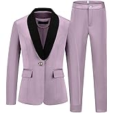 MODFUL Women's 2 Piece Business Suit Set One Button Solid Color Blazer Trouser Suit