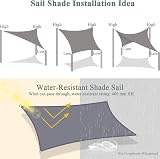 Teynewer 2x2m Square Sun Shade Sail Waterproof UV Block 98% Grey view 6