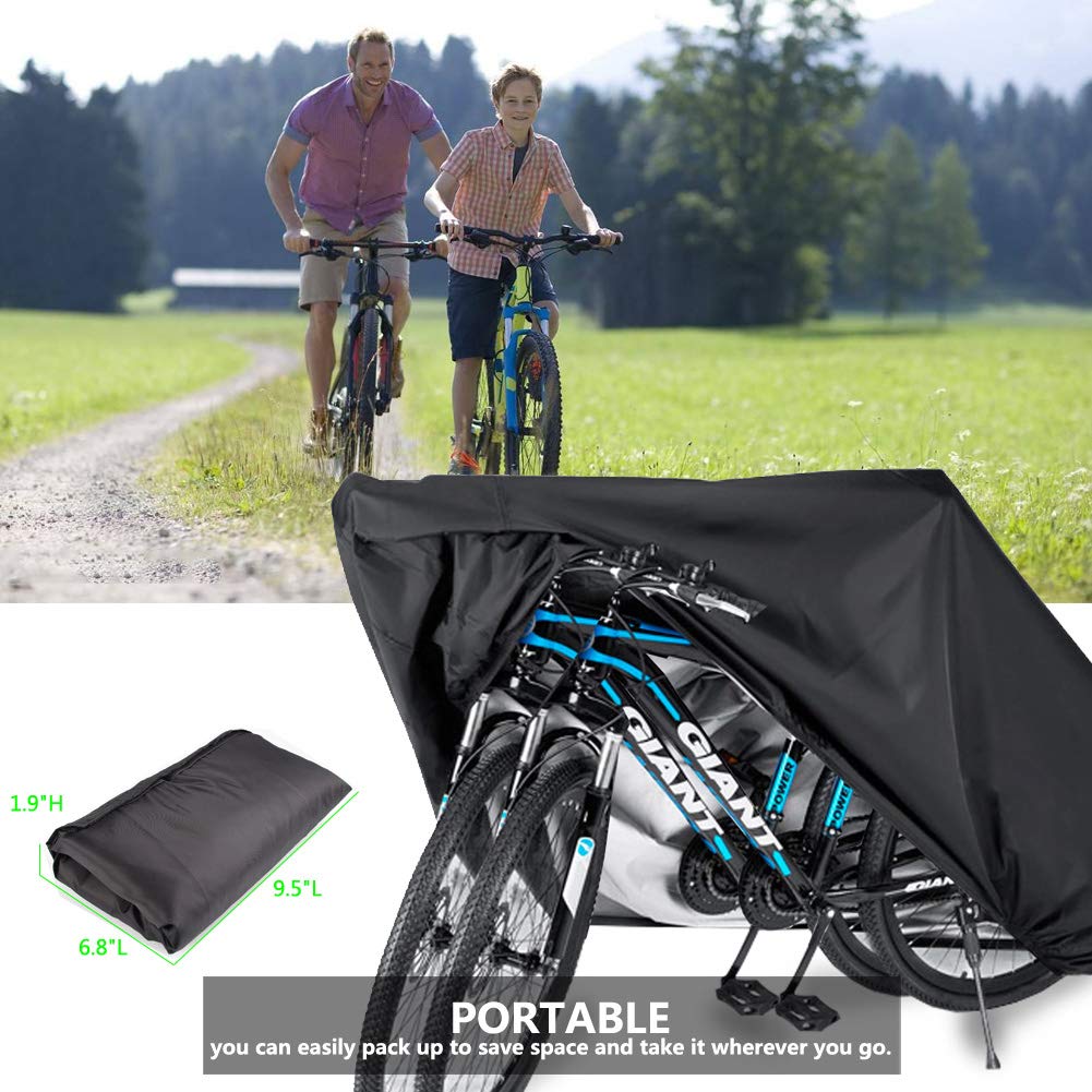 Gtpeak Bicycle Cover Waterproof 2 Bikes 210D XXL Bicycle Wheel Cover with Resist Strong Winds Easy Fold Carry Around Lasting Reliable Protection for Mountain Bike Outdoor Riding Traveling