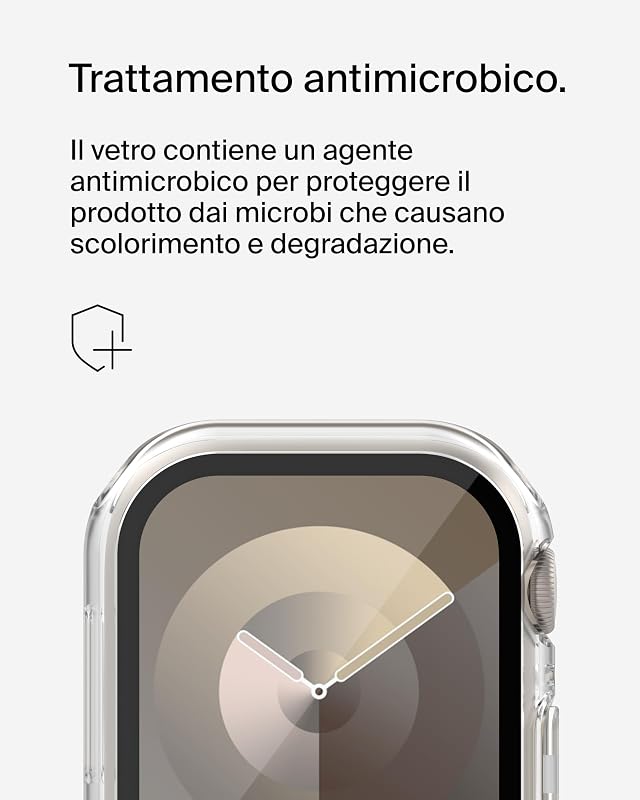 TemperedCurve Proteggi Schermo per Apple Watch Series 8 con Copertura da Bordo a Bordo e Bumper Protettivo, Pellicola per Schermo in Vetro Temprato, Accessori per Apple Watch, Trasparente