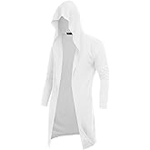 RAGEMALL Mens Long Cardigan Open Front Draped Lightweight Hooded Sweater with Pockets