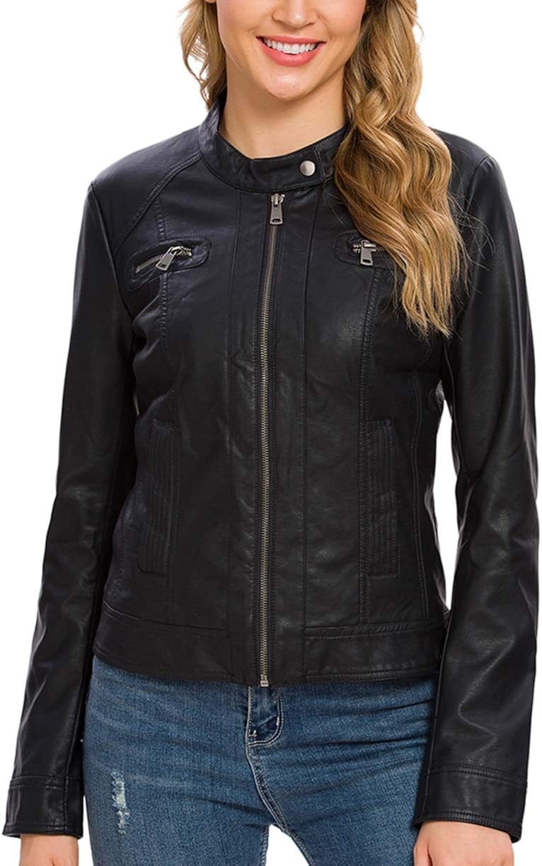 short faux leather jacket