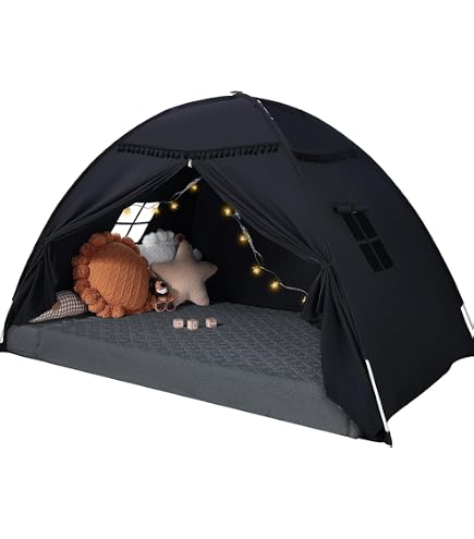 Tente de lit , tissu pongé, tente de rêve respirante à 2 portes avec poteaux en