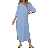 Bsubseach Swimsuit Coverup for Women 2026 Casual Dresses Button Down Beach Dress Long Kimonos Cardigans with Pockets