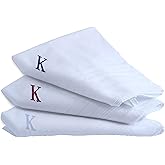 Handkerchiefs for Men, 3 Piece 100% Cotton Hanky, Pocket Square 16x16, Machine Wash, Initial Monogrammed Handkerchief,