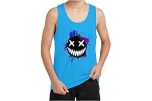 Zzalalana Boys Graphic Tank Tops Summer Sleeveless Gym Shirts Smiley Face Printed Sports Undershirts for Kids 3-15 Years