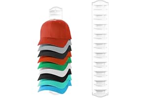 MSKEI Hat Organizer for Baseball Caps on the Wall, Adhesive Hat Storage Rack, Ball Cap Hooks Display, Vertical Hat Hanger Holder for Door and Closet, Hold Up to 10 Hats, Clear, 1 Pack