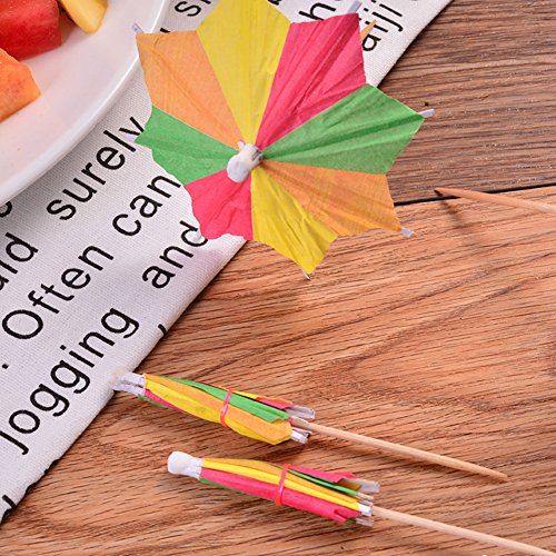 FancyWolf 144 Pcs Cocktail Parasol Picks Colorful Paper Umbrellas Cupcake Toppers Picks