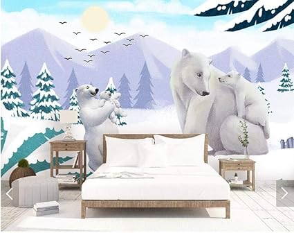 MIYCOLOR Gletscher weißer bär tier tapete wandbild 3d foto tapeten für