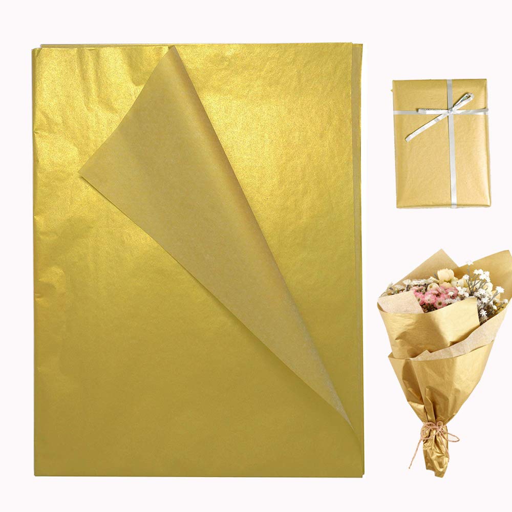 OTMVicor Gold Tissue Paper,Metallic Gift Wrapping Paper 50 Sheets 14 * 20 inch for Wedding Birthday,Anniversary Party,Valentine’s Day Decoration