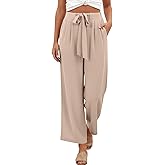 Dress Pants Women Wide Leg Flowy Palazzo Pants with Belt Business Casual Lounge Trouser Beach Travel Vacation Clothes