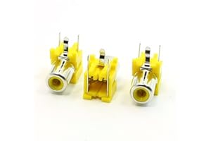 uxcell 3 Pcs Yellow PCB Mount AV Female Jack RCA Socket Connector