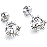 Luxurious DIAMOND Solitaire Earrings 2 ct Round Shaped Studs Lab Created Diamond Screw Back Stud Earrings Mosanite CERTIFIED VVS1 Dcolor Diamond Jewelry Silver 18k GOLD Diamod Stud Earrings 2 carat