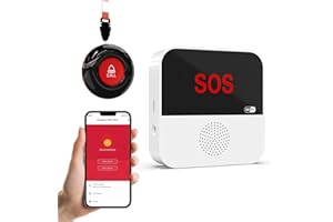 SANJIE WiFi Smart Wireless Caregiver Pager Call Button Emergency Alert System Life Alert Button for Elderly Patient Seniors Disabled 1 SOS Panic Button 1 Receiver(Only Supports 2.4GHz & No Monthly Fee)