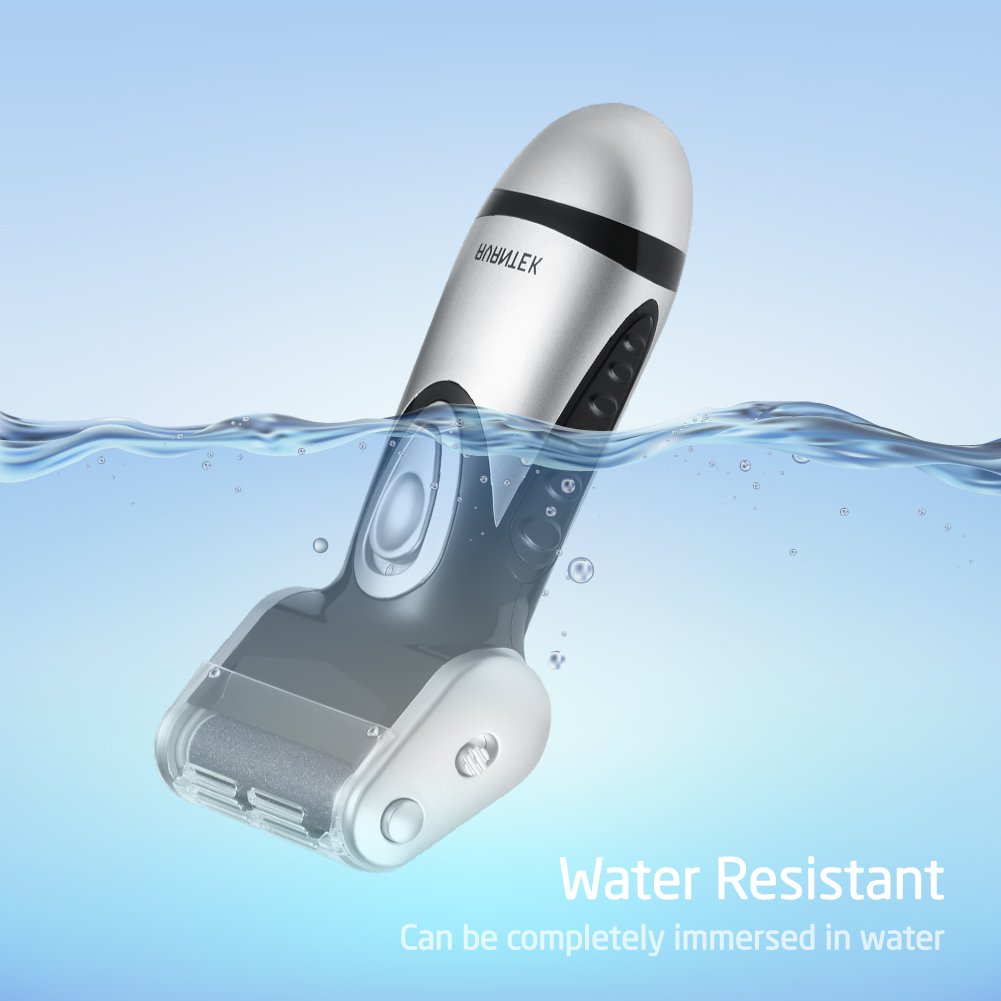 AVANTEK Elektrische Hornhautentferner zur Fußpflege, 100% Wasserfest, Pediküre Werkzeug inkl. 2 Schleifrollen