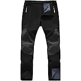 SPOSULEI Mens Ski Waterproof Insulated Pants Fleece Lined Softshell Snow Hiking Snowboard Outdoor Pants with Zipper Pockets