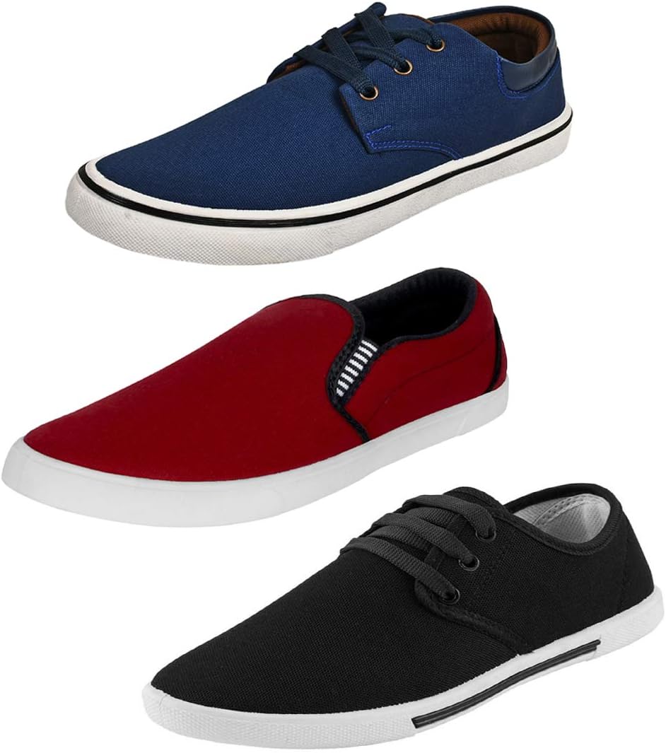Bersache Men's Multicolor Combo Pack of 3 and Casual Wear Canvas Loafers & Moccasins