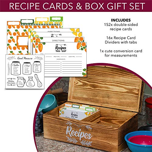 Pinelive 700+ Large Recipe Box with Cards and Dividers PLUS Phone/iPad