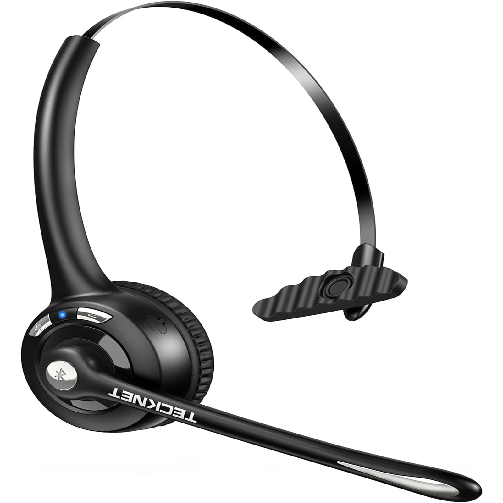 TECKNET Bluetooth Headset, Wireless On Ear Headphones with Noise Cancelling Microphone for Trucker, Hand Free Wireless Headset with Mute microphone for Cellphone, PC, Home, Office, Call Center, Skype