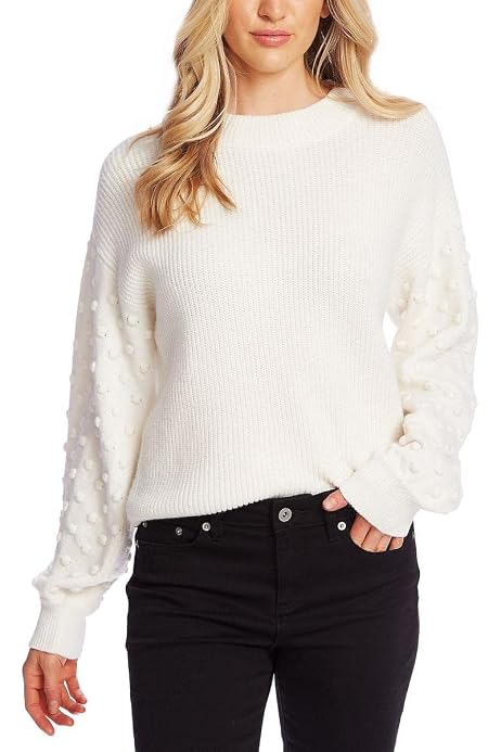 CeCe Long Sleeve Mock Neck Clip Sleeve 