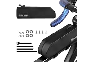 Rhinowalk Bike Frame Bag, Comes with Straps and Screws, Black Waterproof Storage Bag, Dual Installation Method, 210mm x 61mm,
