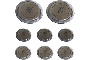 ZEPHYRJAZZ 4 Pack Replacement Hot and Cold Crystal Acrylic Faucet Knobs for Prime-Line MP54300 Universal Index Buttons, 1-5/16 in. Diameter, Clear Acrylic with Gold (Smoked Decorative Cover)