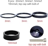 PLATT 8Pcs Bike Headset Spacers 1 1/8 Aluminum Alloy MTB Road Stem Top Cap view 3