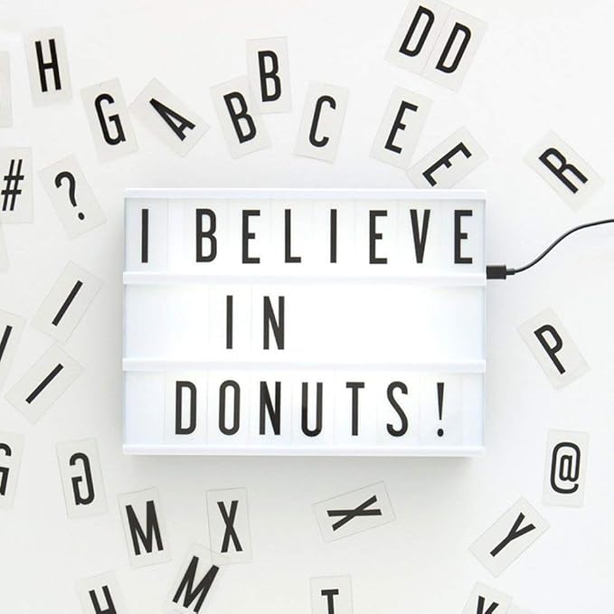 BATH CUBE Led Night Light Box with DIY Black Letters Table Lamp Acrylic Cinematic Light Box (96 pcs, Symbols & Number A5)