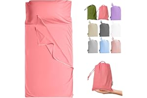 Cozysilk Brand - GANNAFEE Cotton Sleeping Bag Liner with Zipper - 100% Cotton Travel Sheet Sleep Sack Adult - Travel Sleeping Bag for Hotels Camping Hiking