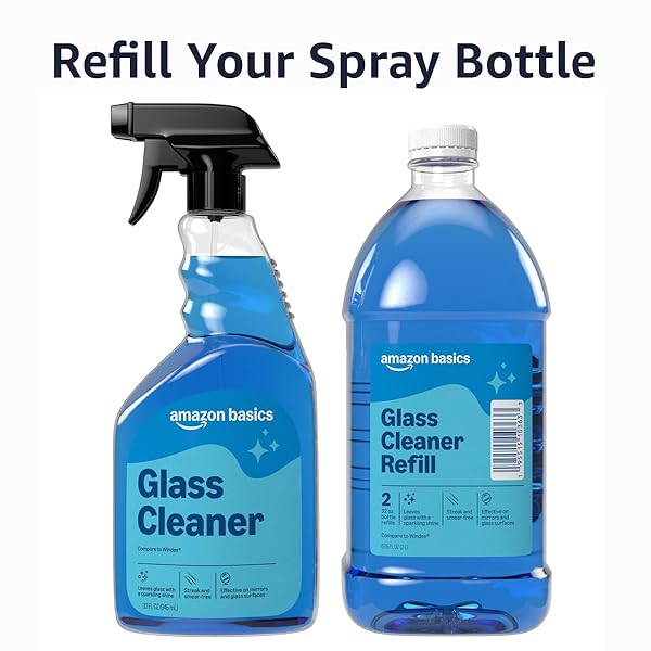 AMAZON BASICS GLASS CLEANER REFILL 67.6 FL OZ, PACK OF 1
