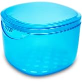 No-Leak Denture Bath Case, Retainer Cleaning Box, Clear Braces, Mouth Guard, Night Guard and Retainer (transparent blue)