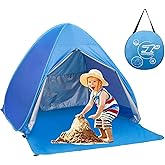 Pop Up Beach Tent Shade Sun Shelter UPF 50+ Canopy Cabana 2-3 Person for Adults Baby Kids Outdoor Activities Camping Fishing Hiking Picnic Touring (Blue)