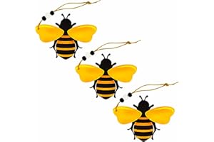 MACLARONX Bee Ornaments Wooden Bumble Bees Cutouts Decorations for Tree Tree Tray Wreath Christmas Festival Bee Sign Art Crafts Home Hanging Decor, 3 PCS
