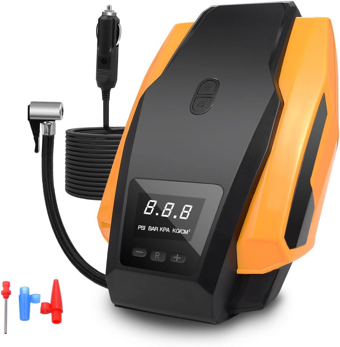 JMFONE Portable Air Compressor 150PSI 12V DC Tire Inflator Pump for Cars, Bikes, Bicycle, Motorcycles and Sport Balls (Yellow)