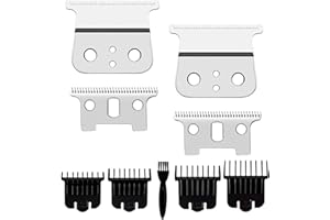 COLORSKI 2 Pcs Replacement Blades Compatible with Andis #04710 and Andis #04521 hair Trimmer Compatible with Andis T Outliner & GTX Trimmer(sliver steel T blade + sliver steel blade)