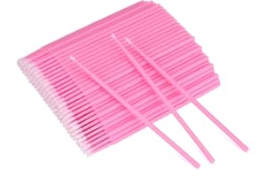 GCQQ 200PCS Micro Applicator Brushes, Pink Micro Swabs for Eyelash Extensions, 2mm Microswab Applicators Disposable Micro Cotton Swabs for Lash Extensions, Nails, and Makeup Clean (Pink)
