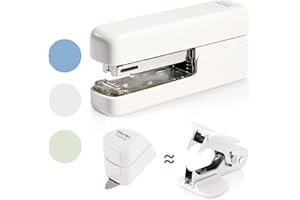 deli Stapler, Desktop Staplers with Integrated Staple Remover, 45 Sheet Capacity Office Stapler, White