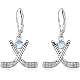 YYmqmq Baseball/Golf/Hockey/Tennis Earrings 925 Sterling Silver Moonstone Dangle Drop Earrings Jewelry Graduation Gifts for Women Girlfriend Mom