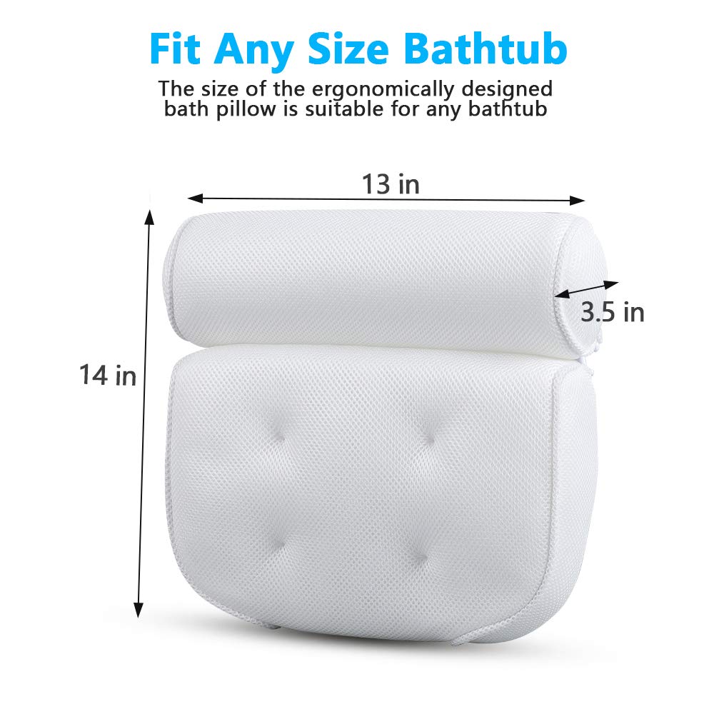 Bath Pillow, RUEOO Spa Pillow for Women &Men with 4D Air Mesh and Non-Slip Suction Cups, for Neck, Head & Shoulders Support Bathroom Pillow, Soft and Quick Drying : Beauty