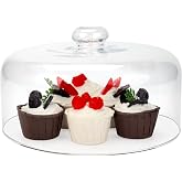 KVMORZE 10 Inch Glass Cake Dome Cover, Round Clear Cake Stand Top Cover | Pastry Display Cloche for Food Service, Cake Cover Lid for Cake Stand Cake Plate Display Serving Platter