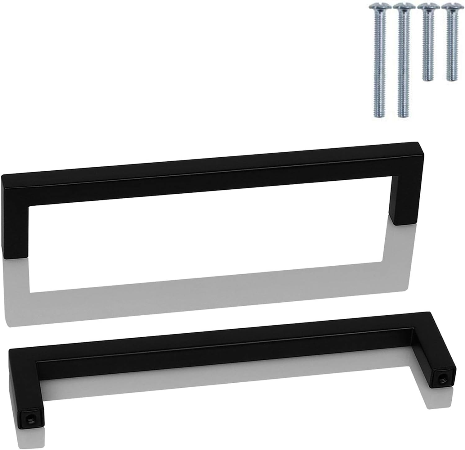 PinLin 10 Pack Kitchen Door Handles 160mm Hole Centre Flat Black Cabinet Handles Stainless Steel Square Cupboard T Bar Handle (Screws Included)