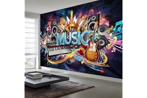 Vibrant Music-Themed Banner, 3x5FT/4x6FT Chiffon Fabric, Colorful Guitars Keyboards Speakers & Musical Notes Design, Perfect 