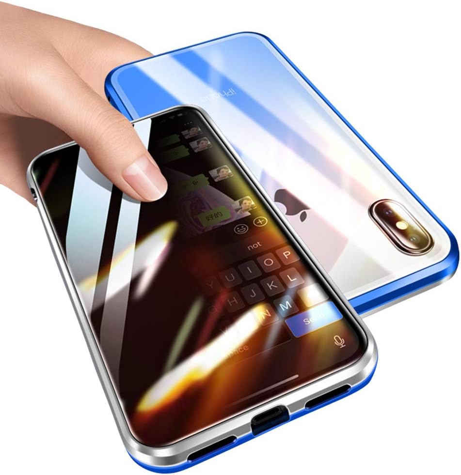 Anti-Peeping iPhone SE 2020 - iPhone 8 iPhone 7 360° Full Body Gradient Color Case,Double Sided Glass [Magnetic Adsorption] Metal Bumper Protection Privacy Cover (Gradient Blue,iPhone7/8/SE(2020))