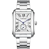 Avaner Men's Square Watches Vintage Leather Analog Quartz Dress Wristwatch with Calendar