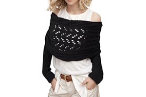 KAOBIO Sweater Scarf with Sleeves for Women Multi-Use Knitted Cable Wrap Shrugs Crochet Fashion Shawl Cape