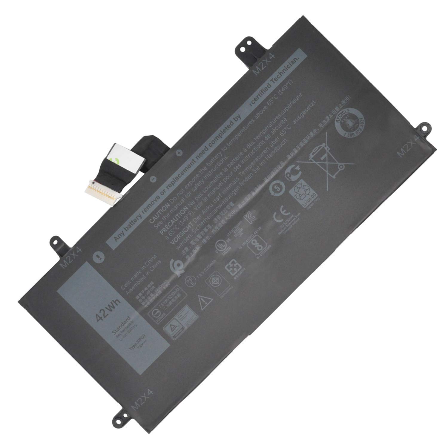 J0PGR 0J0PGR JOPGR 1WND8 X16TW 0X16TW 0FTH6F FTH6F Laptop Battery Replacement for Dell Latitude 12 5285 5290 2-in-1 T17G Tablet Series Notebook (7.6V 42Wh)